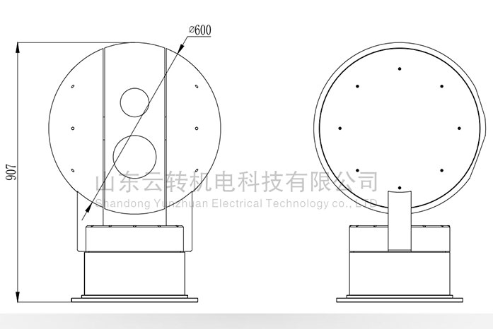 兩軸高精度球形電動伺服轉(zhuǎn)臺直徑600mm